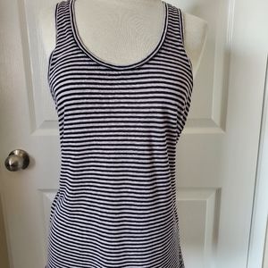 Isabel Marant Cotton Linen Pink Black Stripe Knit Racer Back Tank Top Women's M